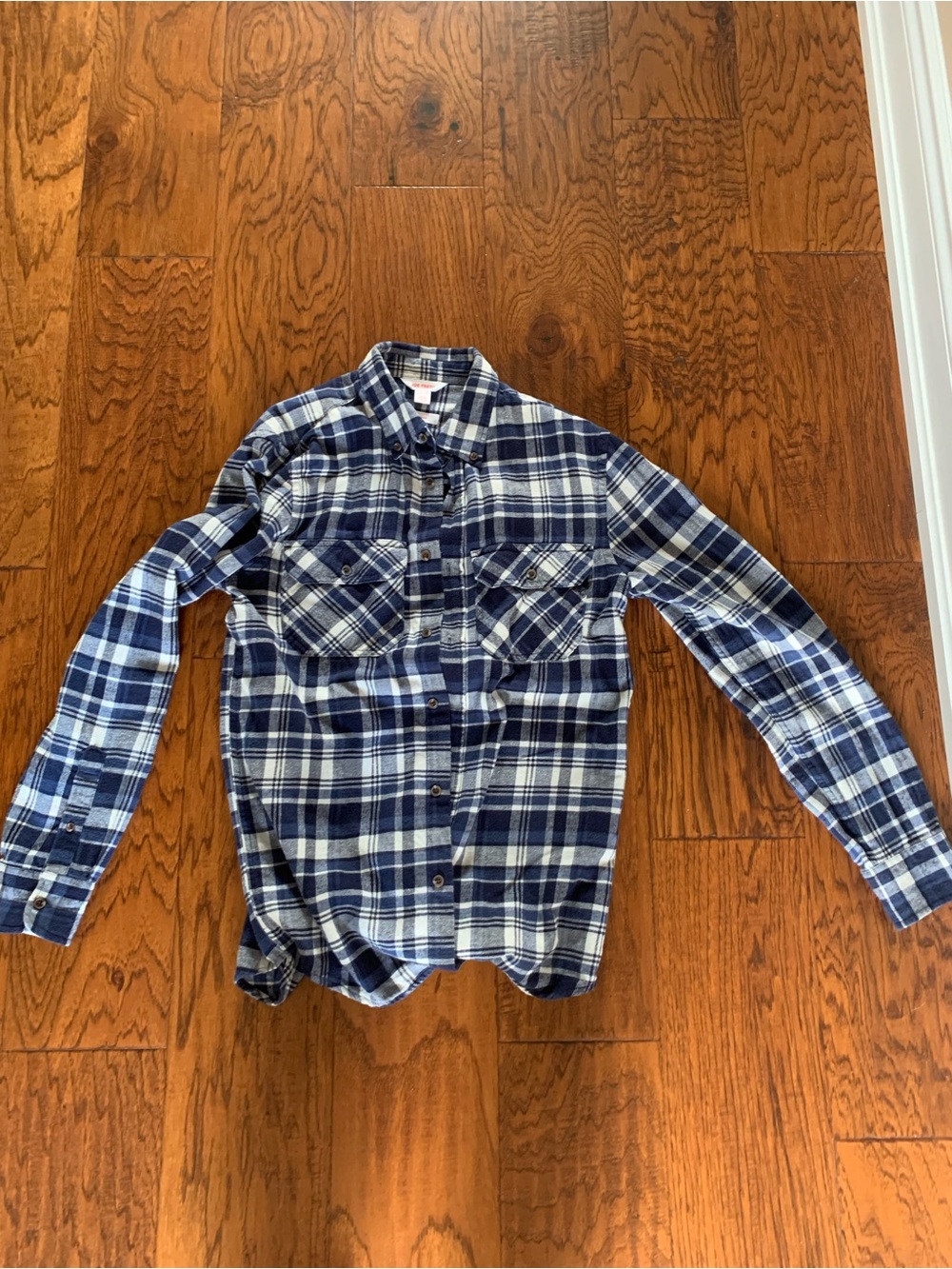 Joe Fresh Blue and White Plaid Button-Down Shirt